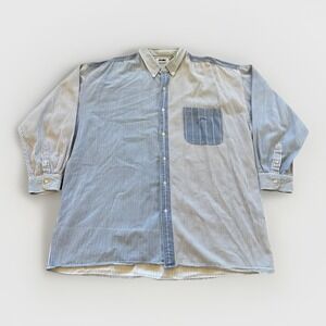 Vintage Gitano Striped Button Down Shirt Mens 2XL Blue Cotton 90s